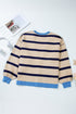 Colorblock Drop Shoulder V-Neck Button Front Cardigan Sweater